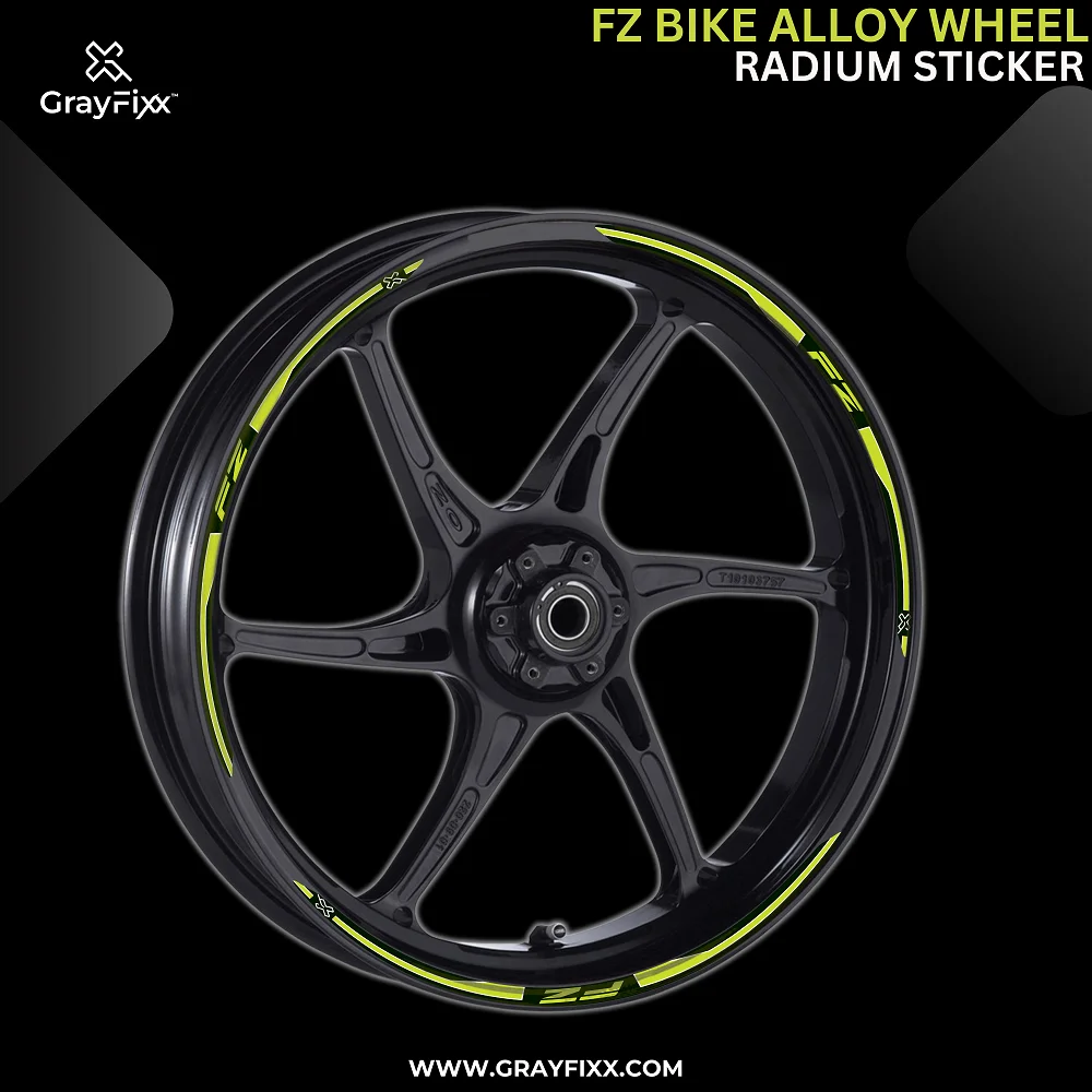 Alloy Wheel Radium Sticker For FZ V1/V2/V3/V4 | Printed In Premium Radium With FPF(Fade Protection Film), Water Proof, Precut Sticker, Pack Of 6